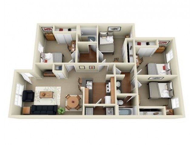 Element 4x2 3d floor plan